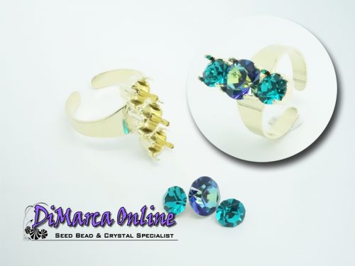 Ring Setting SS29 - 6 mm & SS39 - 8 mm Threesome Gold Plated