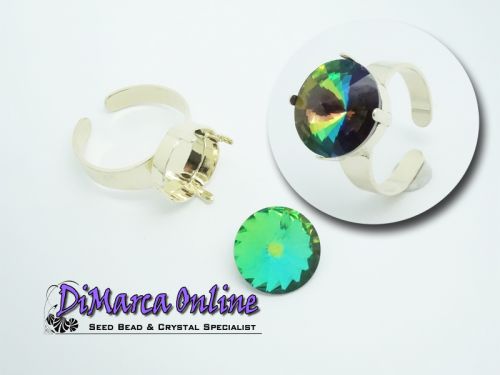 Ring Setting 14 mm Solitaire Gold Plated