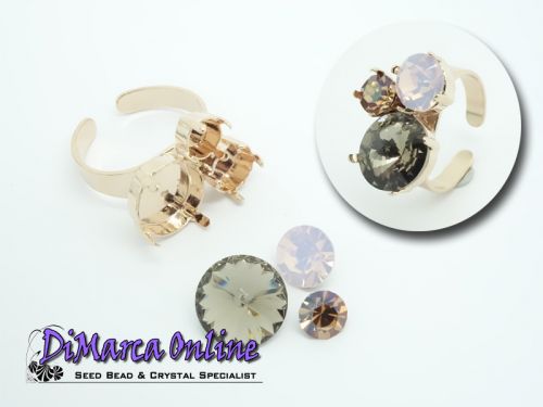 Ring Setting SS29 - 6 mm & SS39 - 8 mm & 12 mm Combi Rose Gold Plated