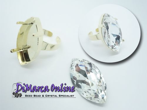 Ring Setting Navette 32x17 mm Gold Plated