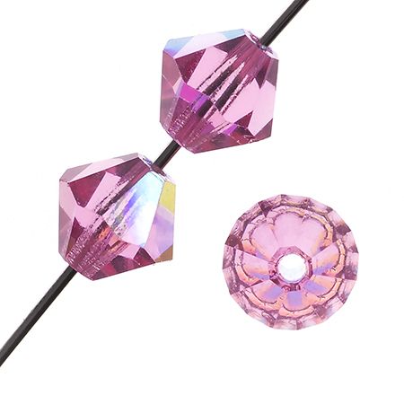 Rose AB 4 mm Bicone Preciosa - 50 x