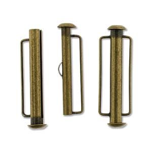 Slide Clasp Antique Bronze Plate with Side Bars 31 mm 