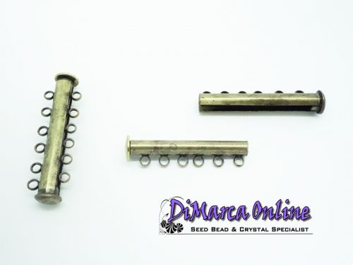 Slide Lock Clasp 6 strands Antique Bronze