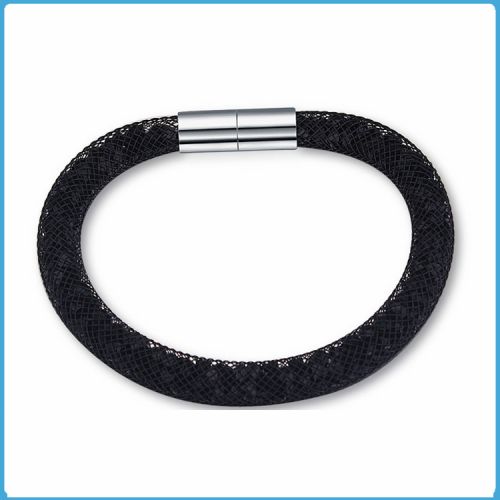 Crystal Mesh Bracelet - Swarovski Stardust Style Black 20 cm