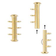 Slide Clasp Gold Plate 3 strands 21 mm with Twisted Loops