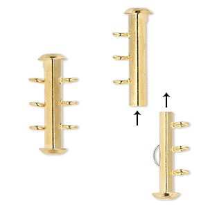 Slide Clasp Gold Plate 3 strands 21 mm with Twisted Loops