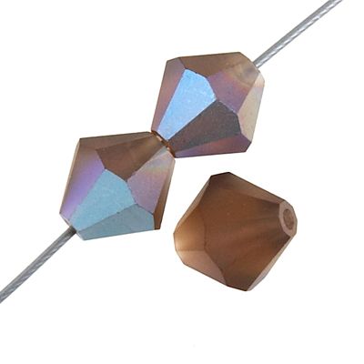 Smoked Topaz AB Matt 4 mm Bicone Preciosa - 50 x