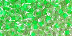 TM-03-0184 Inside-Color Luster Crystal/Spearmint Lined Magatama 3 mm Toho